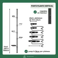 Etagère porte plante 5 niveaux - hauteur réglable 2,40m à 3m
