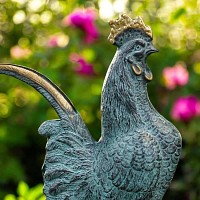 Sculpture coq fier en bronze - Statue animaux au jardin H. 27 cm