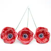 Coquelicot rouge - Fleur en céramique sur tige à planter