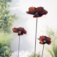 Fleur de coquelicot à planter en métal rouillé