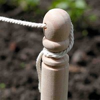 Cordeau de jardin en bois et corde en chanvre 10m