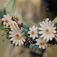 Marguerite blanche - Fleur en céramique sur tige à planter