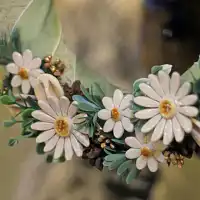 Marguerite blanche - Fleur en céramique sur tige à planter
