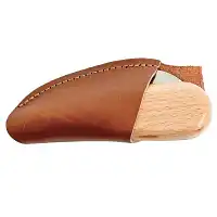 Couteau à champignons pliant artisanal + étui en cuir