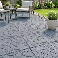 Dalle terrasse effet pavé en caoutchouc recyclé - Gris L.45 x l.45cm