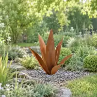 Agave en acier corten pour décoration extérieure - L.35 x H.65cm