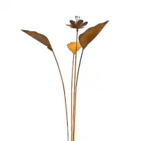 Tige fleurie décorative en métal rouillé, à planter - L.50 x l.50 x H.150cm