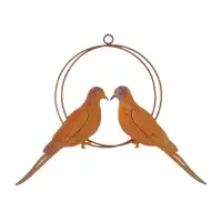 Décoration oiseaux à suspendre en métal rouillé - Couple de tourterelles L.47 x H.40cm