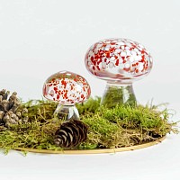 Champignon décoratif en verre soufflé - petit amanite
