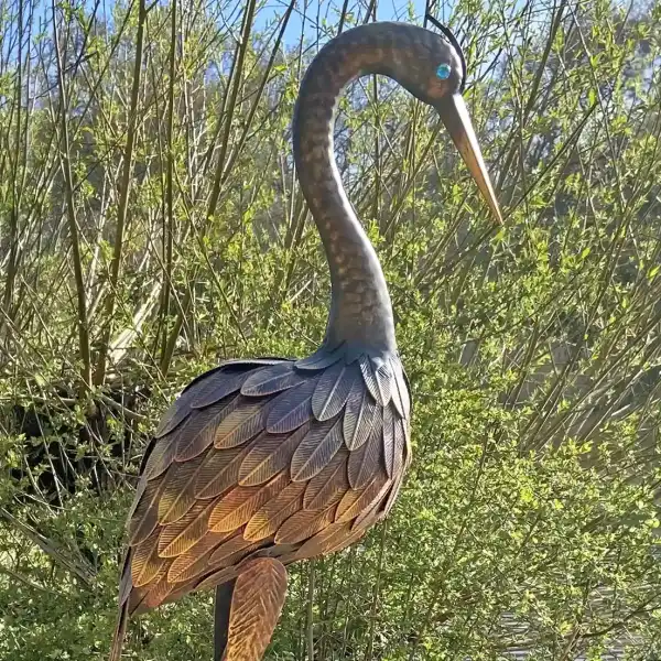 decoration jardin heron metal