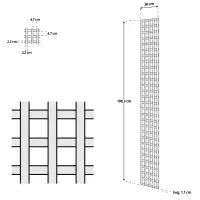 Treillage en bois Colonne maille Carrée 47mm L.2m x l.0,3m BLANC