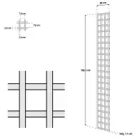 Treillage en bois Colonne maille Carrée 75mm L.2m x l.0,3m BLANC