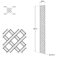 Treillage en bois Colonne maille Losange 47mm L.2m x l.0,3m VERT