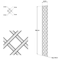 Treillage en bois Colonne maille Losange 75mm L.2m x l.0,3m BLANC