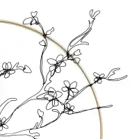 Décoration murale artisanale en fil métallique - Tableau fleurs de Cerisier D.20cm