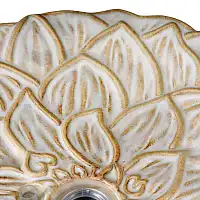 Fontaine de jardin solaire sur pied en céramique avec LED - Blanc cassé - D.40 x H.44,5 cm