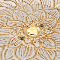 Fontaine de jardin solaire sur pied en céramique avec LED - Blanc cassé - D.40 x H.44,5 cm
