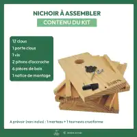 Kit nichoir à assembler en bois pour mésange charbonnière, moineau et sittelle - Trou d'envol 34mm