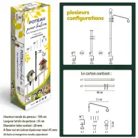 Poteau de balcon pour fixation mangeoire ou nichoir oiseaux - 6 positions possibles
