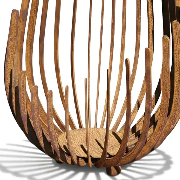 details jardiniere lanterne acier rouille HT94732 2