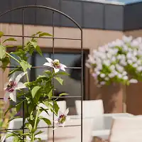 Treillage décoratif - grille arrondie à planter en acier brun - L. 30 x H. 170cm