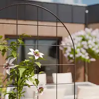 Treillage décoratif - grille arrondie à planter en acier brun - L. 50 x H. 180cm