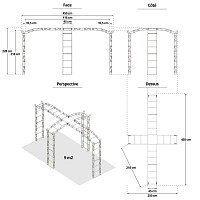 Kiosque tonnelle en fer rallongé 4 pieds 9m2
