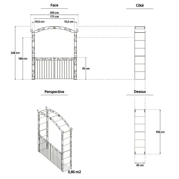 dimension arche pagode portail