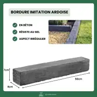 Bordure de jardin béton imitation ardoise - lot de 12