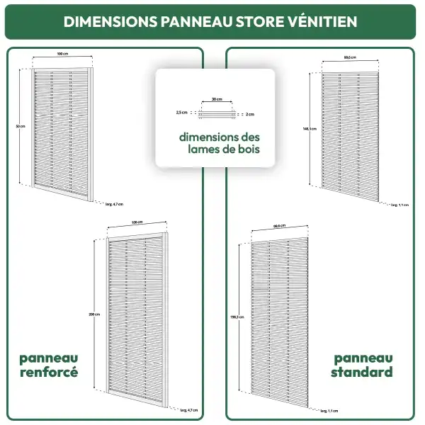 dimension techniques panneau brise vue venitien