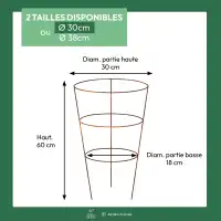 Tuteur cône 3 anneaux pour plantes à massif - Acier corten