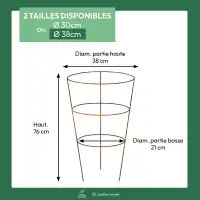 Tuteur cône 3 anneaux pour plantes à massif - Acier corten