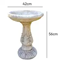 Abreuvoir à oiseaux sur pied imitation pierre Acanthe - D.42 x H.56 cm