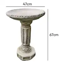 Abreuvoir à oiseaux sur pied imitation pierre Victorien - D.47 x H.67 cm