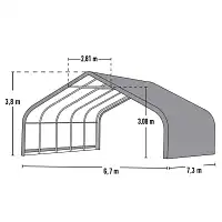 Abri chevaux de 49.6m2 - Larg. 6.70m x long. 7.30m