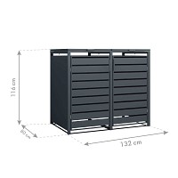 Cache poubelle extérieur en métal double - 2 poubelles