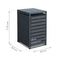 Cache poubelle extérieur en métal simple - 1 poubelle