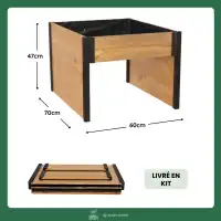 Abri pour robot tondeuse en bois avec jardinière L.60 x P.70 x H.47cm