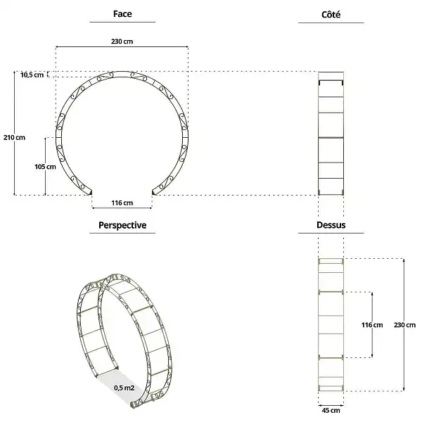 dimensions arche ronde jardin