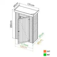 Armoire de jardin en bois, toit plat - Rangement extérieur L. 130 x l. 69 x H. 200 cm  Armoire de jardin en bois, toit plat - Rangement extérieur L. 130 x l. 69 x H. 200 cm