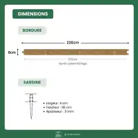 Bordure de jardin flexible en acier corten à emboîter - L.212 x H.8cm