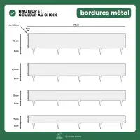Bordurette métal acier français L.1m x H.12.5cm - Marron RAL 8017