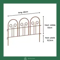 Bordure de jardin volutes en acier peint, marron L.60 x H.47,5cm