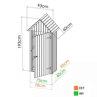 Armoire de jardin en bois, toit pointu - Rangement extérieur L. 93 x l. 60 x H. 193 cm