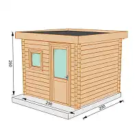 Chalet de jardin TALIPIA 8m2 toit plat - Bois Douglas 55mm fabrication française L.2,9 x l.2,9 x H.2,5m