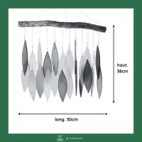 Carillon à vent artisanal en verre et bois - L.30 x H.38cm - Profondeur des océans