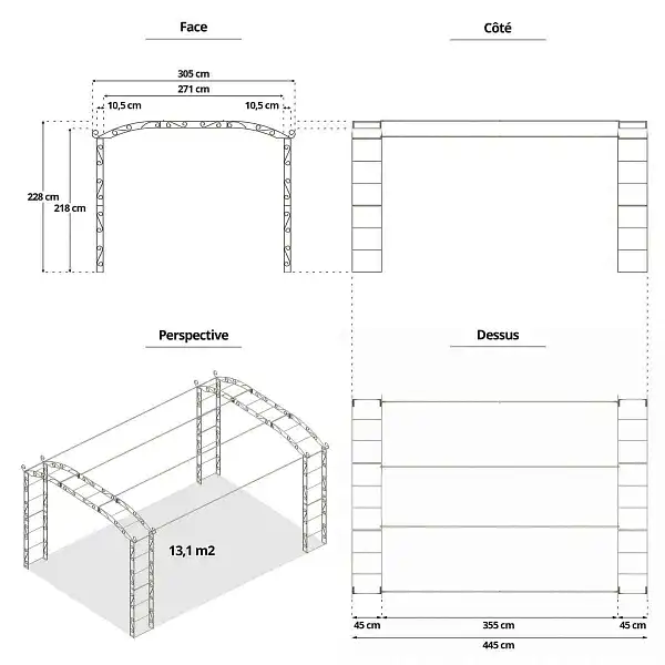 dimensions carport pagode