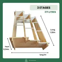 Carré potager en bois 3 étages L.120 x l.100 x H.54 cm