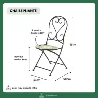 Chaise de jardin pliante Mosaïque brins d'olivier - L.39 x H.93cm