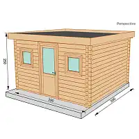 Chalet de jardin BALMAY 15m2 toit plat - Bois Douglas 55mm fabrication française L. 3,9 x l. 3,9 x H. 2,5m